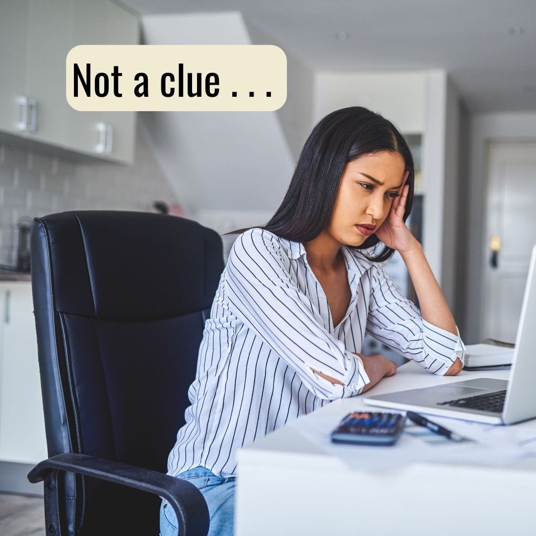 image of a confused office worker