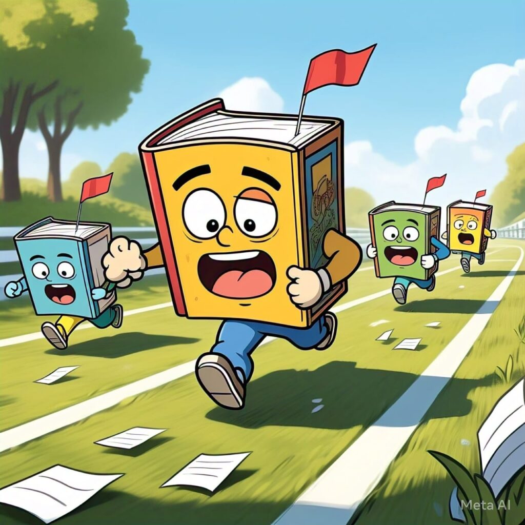 cute cartoon of winning book ads